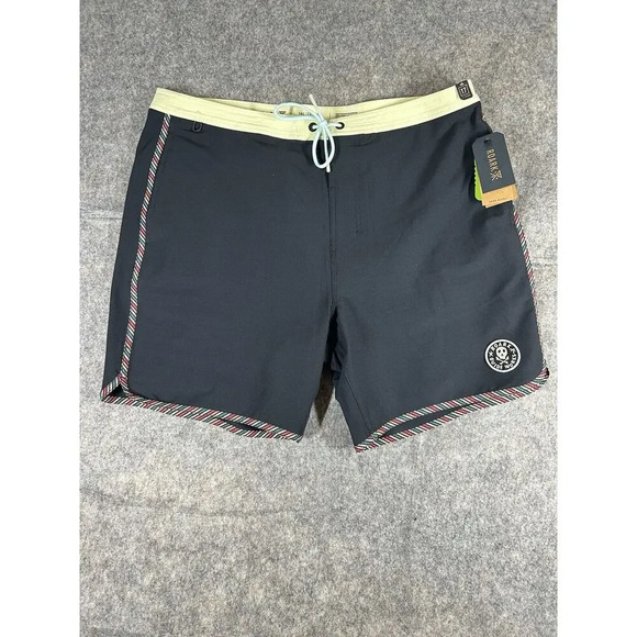 Roark Chiller Boardshorts Men’s 36 17" Tuamotu Dark Navy Swim Short Striped Trim - Picture 1 of 9